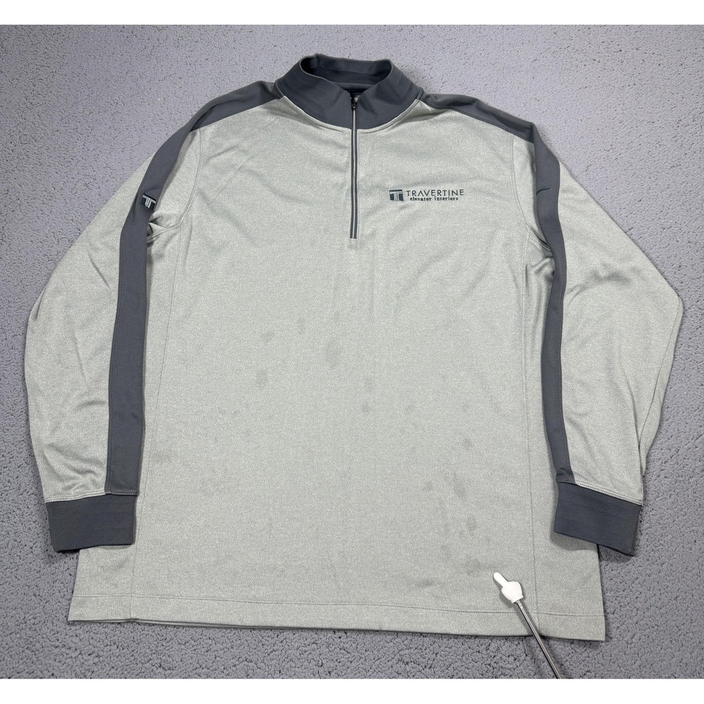 Nike Golf Dri-FIT Pullover Mens XL Gray 1/4 Zip Long Sleeve Golf Top Travertine